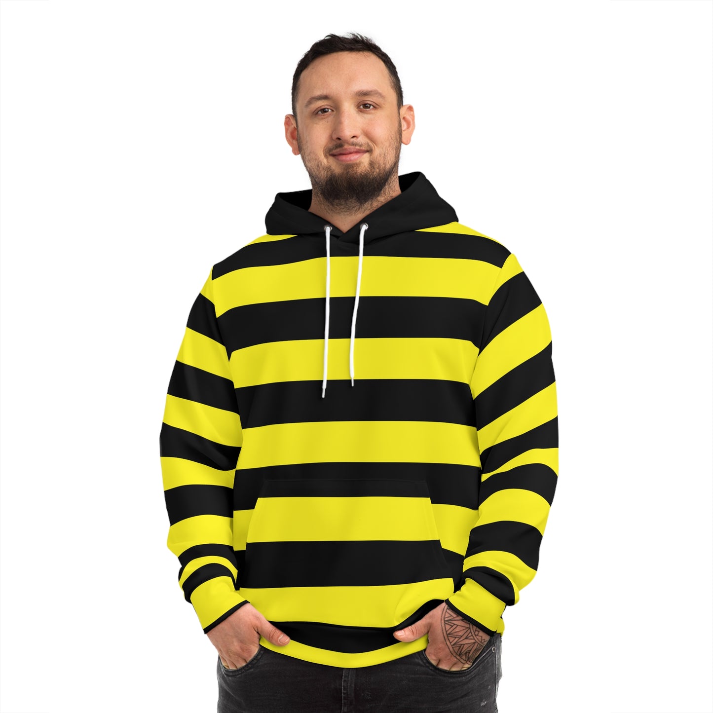 Bold Striped Fashion Hoodie - Unisex Streetwear, Comfortable Layering, Casual Wear, Gift for Bees Lovers, Versatile Style